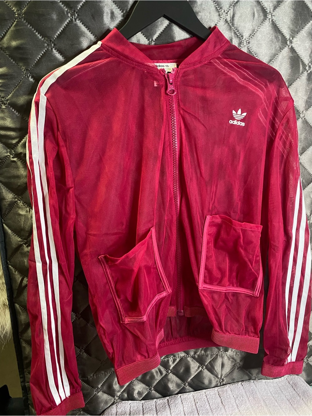 adidas Originals Sheer Pink Tulle Mesh Track Jacket - Women’s Small / 36